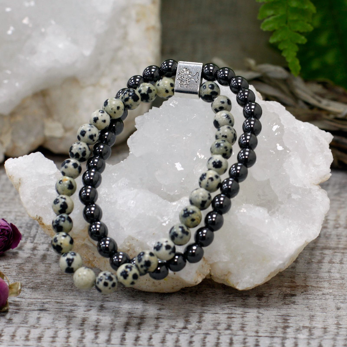 Magnetisches Edelsteinarmband – Dalmatinerjaspis